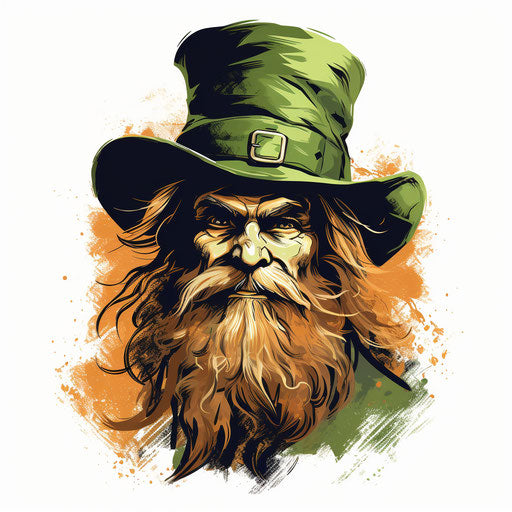 Chiaroscuro Art depiction of a leprechaun against white