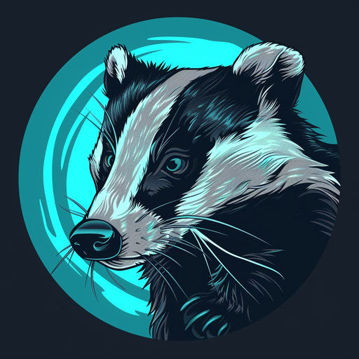 Badger clipart with flat random background, ethereal glow and soft edges