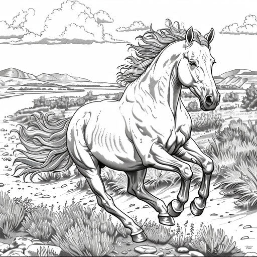 A pony galloping in an open field