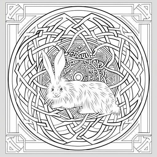 Intricate Celtic knot with intertwined bunny motif