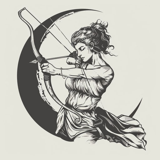 Goddess of hunting under the crescent moon