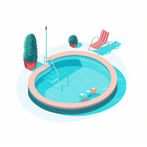 Minimalist pool illustration on white background