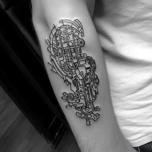Intricate clockwork tricep tattoo