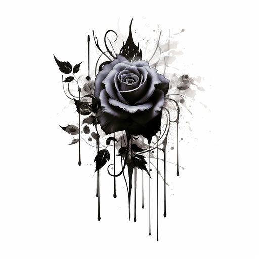 The black rose tattoo design, simplistic vector art style