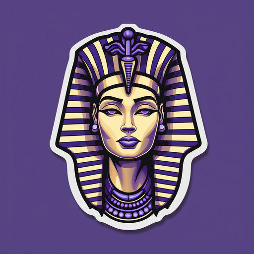 Pharaoh head black and white illustration on purple background