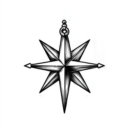 Man with small nautical tattoo on neck, clipart style