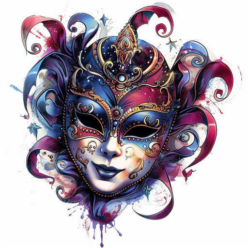 Tattoo of traditional Italian mask from Venice, colorful