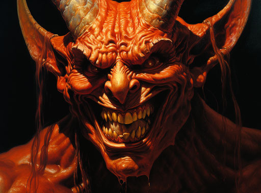 a demon with his horns out, animated gifs style, tattoo, dark orange, anti-form, monsù desiderio 34:25