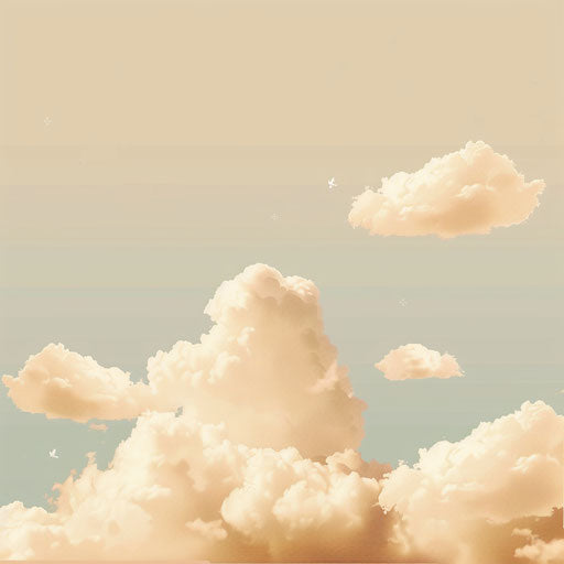 Photo realistic clouds clipart with random flat background