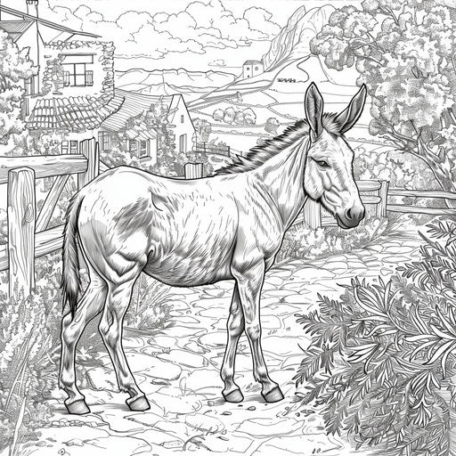 Donkey in a rural village