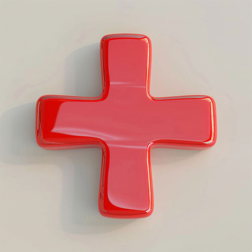Red cross clipart in photo realistic style with flat background
