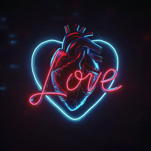 Heartbeat with the word 'Love' pulsating