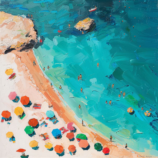 Aerial view of a vibrant beach cove