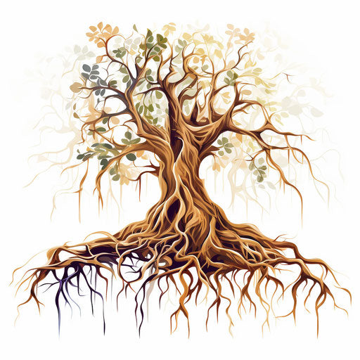 Roots in Impressionistic Art on white background