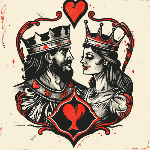 Vintage tattoo sketch of classic king and queen in clipart style