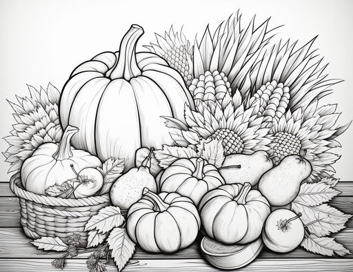 coloring pages of thanksgiving | the best collection, in the style of telephoto lens, toyen 31:24