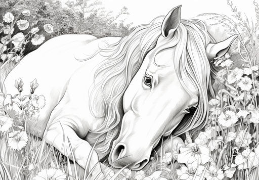Laying down horse coloring pages, flickr style, captivating