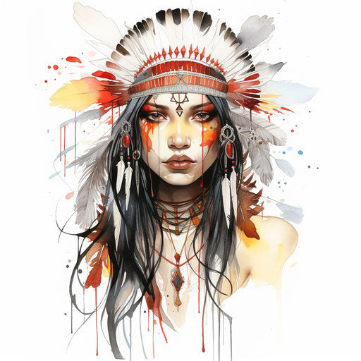 American Indian tattoo designs, dark white and red style