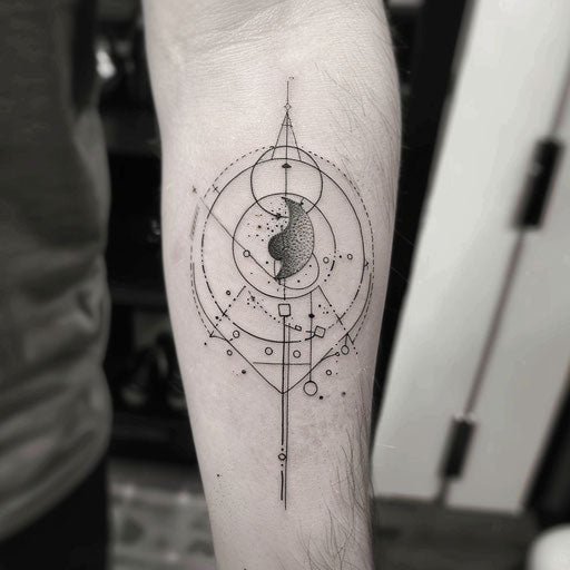 Stylized tattoo sketch of the Aquarius constellation
