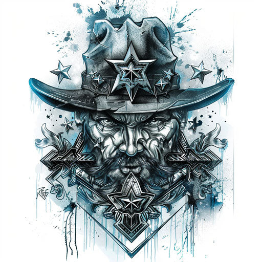 Mystical Russian mafia star with enigmatic symbols