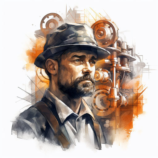 Engineer illustration in the style of Oil painting