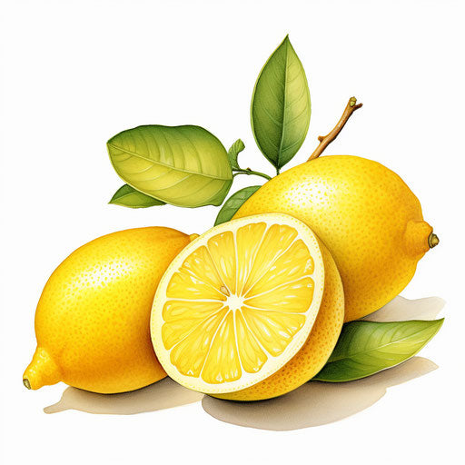Lemon illustration in the style of Chiaroscuro Art, on white background