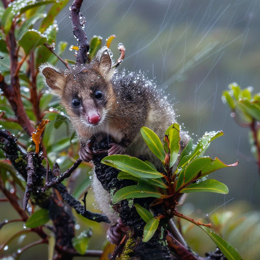Close encounter with a mountain pygmy possum on a misty morning