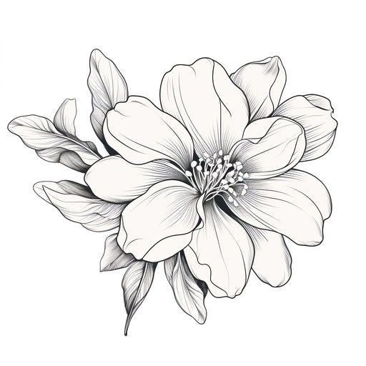 Flower outline clipart in the style of Chiaroscuro Art, on white background