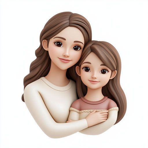 3D mother on flat white background, isolated clipart