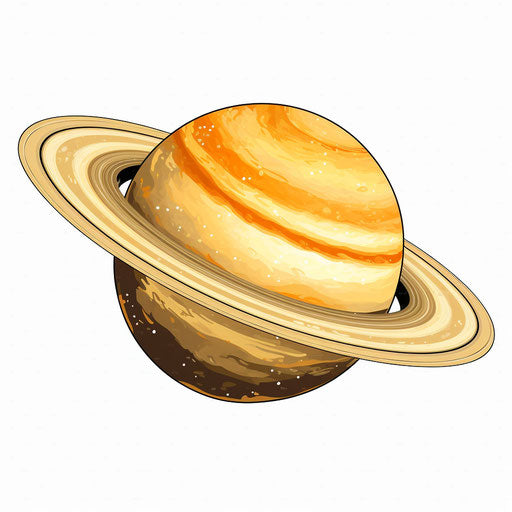 Saturn clipart in the style of Oil painting, on a white background