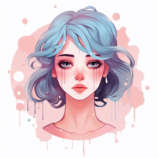 Sad clipart in the style of Pastel Colors Art