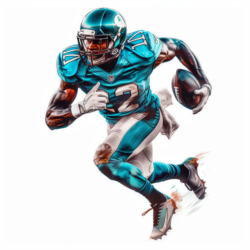 Football player clipart, realistic style, dynamic colors