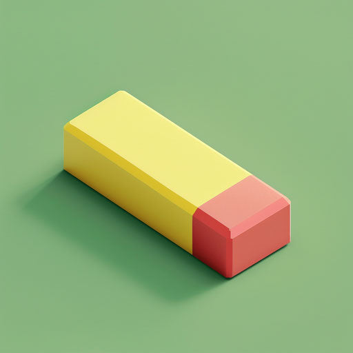 Realistic eraser clipart on bright chartreuse background