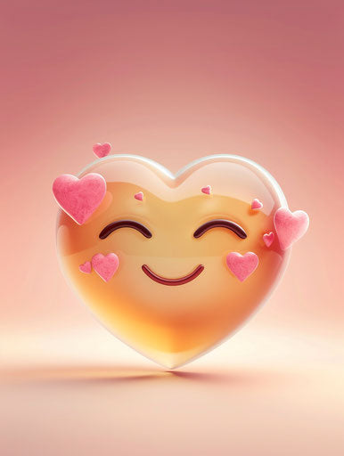 Pink heart with pink hearts and dark ambers