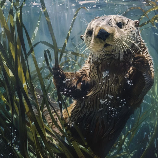 Sea otter in seagrass beds