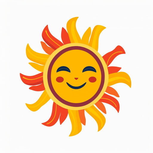 Sun illustration in minimalist style, on a white background