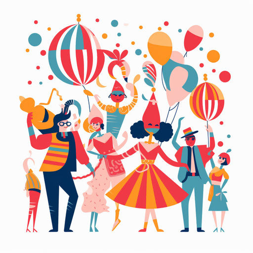 Minimalist carnival clipart, on a white background