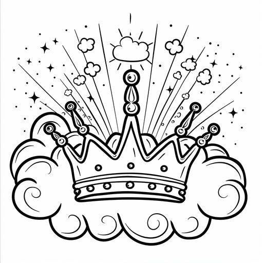 Cartoon rainbow crown with clouds