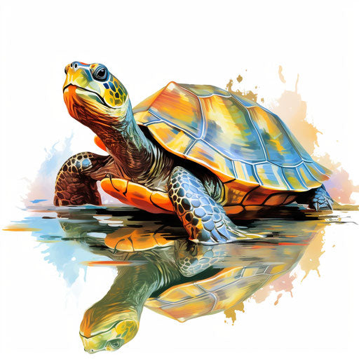 Impressionistic turtle clip art on white background