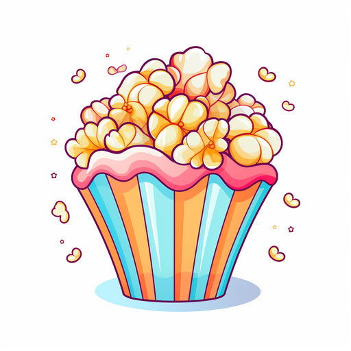 Popcorn illustration in the style of Pastel Colors Art