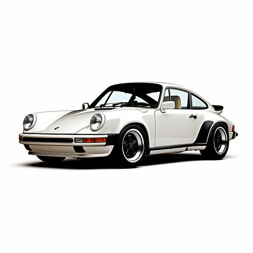 Classic white Porsche 911 Carrera on white background