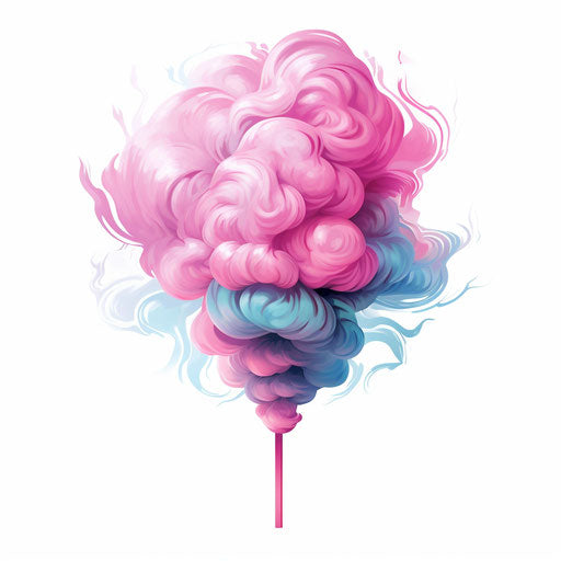 Cotton candy in Chiaroscuro Art style on white background