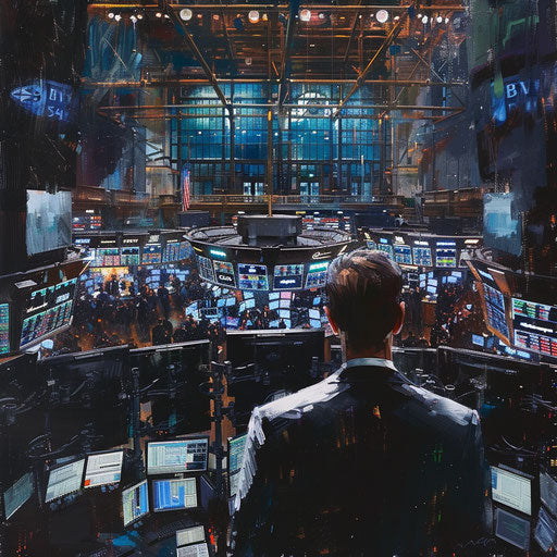 Contemplative businessman overlooking trading floor