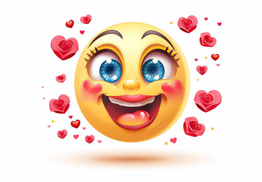 Happy face with heart and kiss