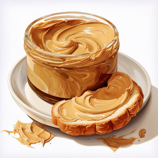 Peanut butter illustration in the style of Oil painting, on a white background