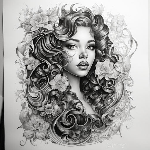 Bohemian girl style tribal tattoo ink and lettering