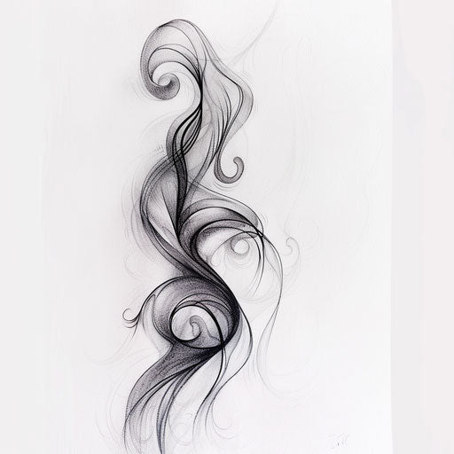 Minimalist smoke tattoo design on white background