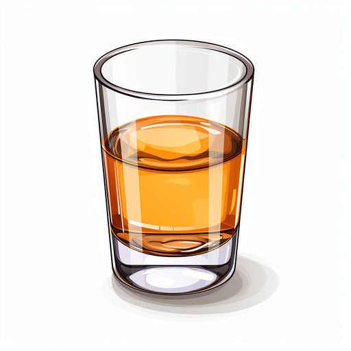 Shot glass in Minimalist style on white background