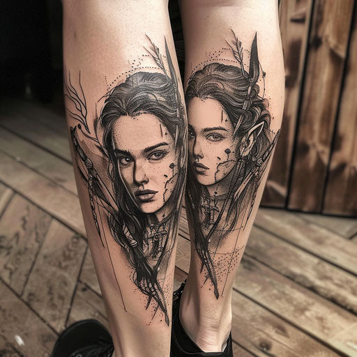 Epic mythological tattoos telling a sisterly journey
