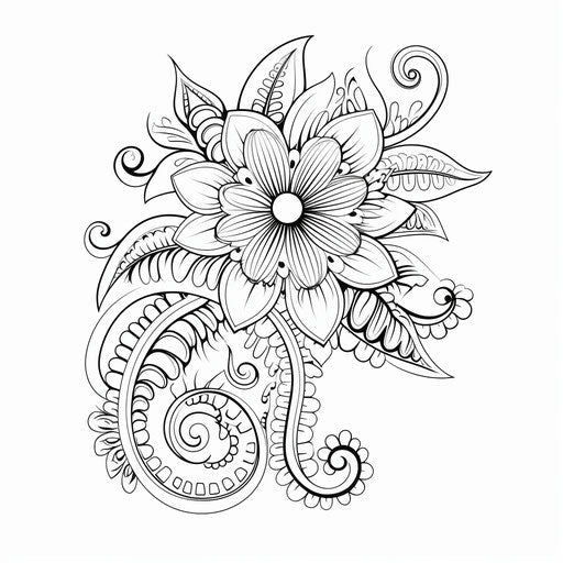 Free printable henna design coloring pages with detailed illustrations
